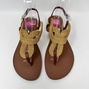 DV by Dolce Vita Rope Thong Sandals Slingback Flat Gold Size 6